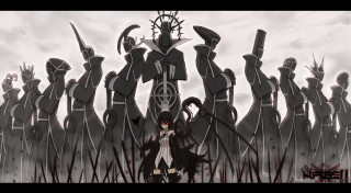 Demon statue group people horns - giant free wallpaper