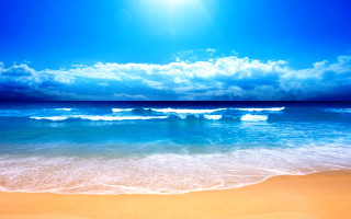 Beach waves blue sky sun 2 - ocean free wallpaper