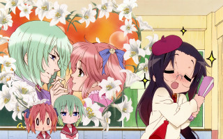 Anime girls room flowers window - a group of anime girls free wallpaper
