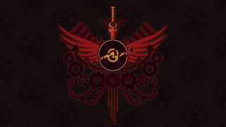 Red black wallpaper emblem sword - steampunk free wallpaper
