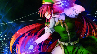 Green dress colorful hair hat - a red tail free wallpaper