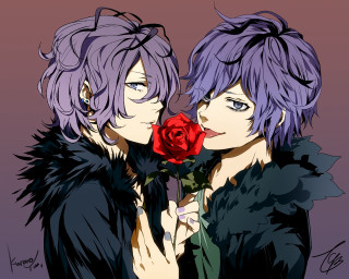 Anime characters purple hair rose - two anime character free wallpaper