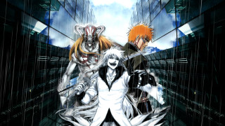 Anime characters city street buildings 2 - the background and a sky background free wallpaper