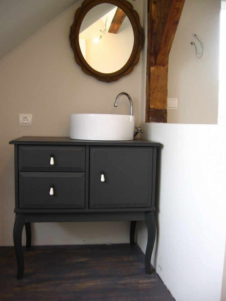 Bathroom sink mirror wooden floor - free light wallpaper