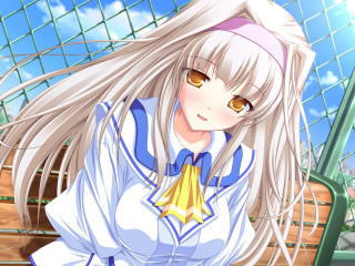 Anime girl white hair blue 26 - chizuko yoshida free wallpaper