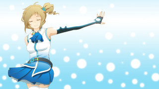 Woman blue white dress arms - context art free wallpaper