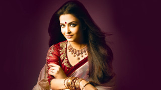 Woman red white sari necklace - promotional image free wallpaper