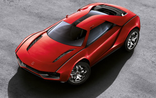 Red sports car concrete surface - a concrete surface free wallpaper