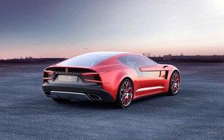 Red sports car parking lot 32 - dusk free wallpaper