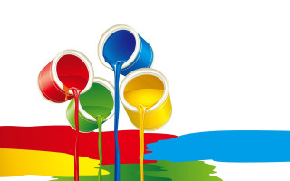 Colorful flowers white background rainbow - technique free wallpaper