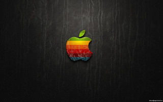 Apple logo black background rainbow 2 - an apple logo free wallpaper
