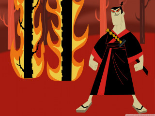 Cartoon character walking fire forest - baiōken eishun free wallpaper for desktop