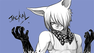 Person cat head chest hands - lineart free wallpaper