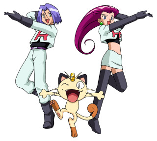 Cartoon characters jumping arms out - a cat free wallpaper