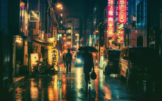 Person walking street umbrella rain 7 - elsa bleda free wallpaper
