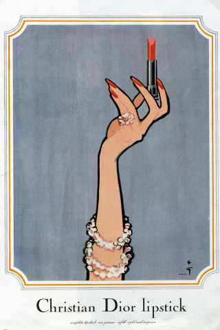 Woman holding lipstick ring finger - art deco free wallpaper