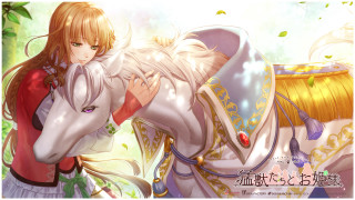 Woman red dress holding white - a white horse free wallpaper