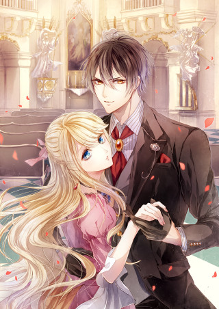 Anime couple bench building fountain - a bench in front free wallpaper