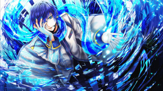 Bluehair whitecoat magiccircle glowing headset - a blue swirl free wallpaper