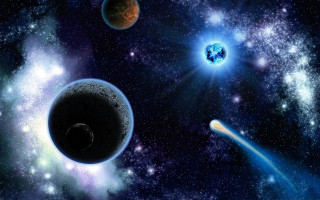 Planets sky stars blue light - a. hardy free wallpaper