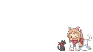 Cat anime kemonomimi blush furry - a white background free wallpaper