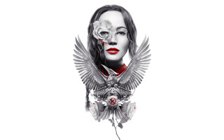 Woman bird shoulder rose mouth - her mouth free wallpaper