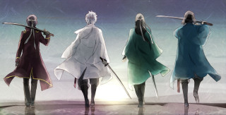 Anime characters swords standing line - sword free wallpaper