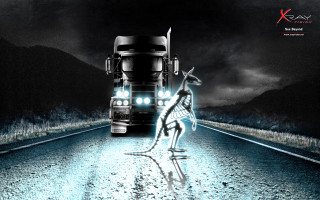 Truck skeleton road person lit - the front of its free wallpaper