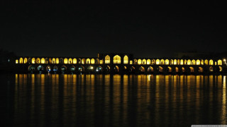 Large building night water reflection - amir zand free wallpaper