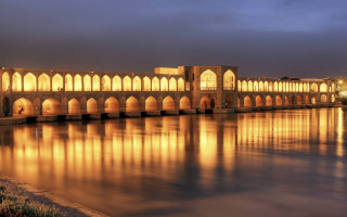 Bridge water night lights building 2 - night time free wallpaper for desktop