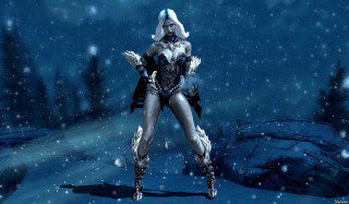 Woman costume snow arms outstretched - leg free wallpaper
