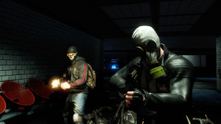 Man gas mask flashlight dark - a flashlight free wallpaper
