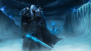 Man sword giant iceman waterfall - a painting of a man free wallpaper