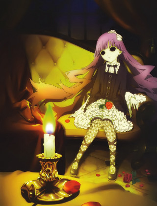 Gothic girl candle flowers portrait - a candle free wallpaper