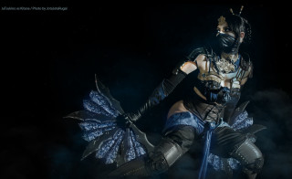 Woman costume wings mask face - her face and body free wallpaper