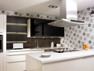 Kitchen stove modern interior design 3 - modern european ink painting free wallpaper