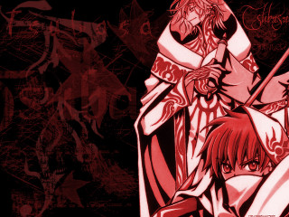 Anime couple black background red 2 - gothic art free wallpaper for desktop