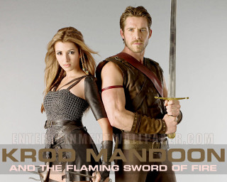 Krono flaming sword fantasy poster - a man and a woman free wallpaper