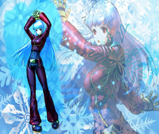 Anime couple snowflakes winter scene - a couple of anime characters free wallpaper