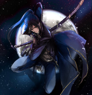 Person sword full moon stars - ufotable free wallpaper
