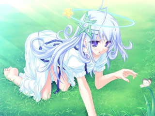 Girl laying ground star fish - the background free wallpaper