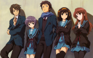 Group people arms crossed back - their back free wallpaper