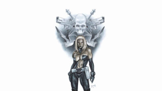 Woman gun skull cobra bodysuit - a skull free wallpaper