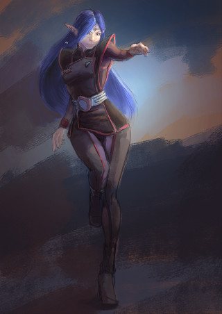 Woman costume dark blue hair - art station free wallpaper