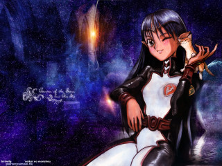 Girl white dress rock space - space art free wallpaper