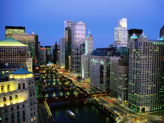 City skyline river night lights 2 - city background free wallpaper