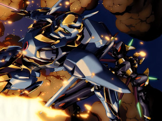Flying robot sword fire action - a robot free wallpaper