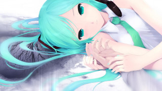 Blue hair girl anime lying - blue hair free wallpaper