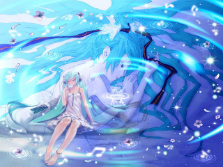 Girl blue hair white dress 2 - analytical art free wallpaper