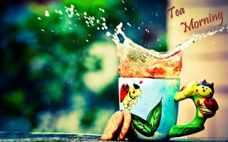 Hand coffee cup tea splash - morning free wallpaper